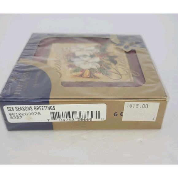 Pimpernel Seasons Greatings Collection Cork-Backed Coasters, 4" sq. - Set of 6 - Picture 2 of 4